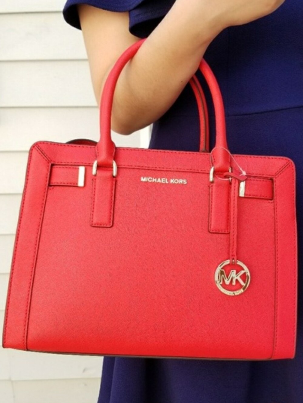 MICHAEL Michael Kors Sangria Dillon Saffiano Leather Satchel with Gold Hardware